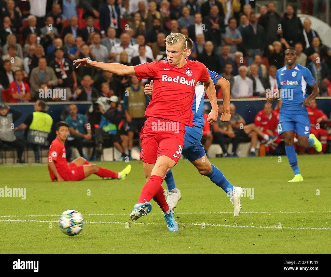 Erling Haaland (FC Red Bull Salzburg)  during the UEFA Champions League Group E football match Salzburg v Genk in Salzburg, Austria, on September 17, 2019. - 20190917 PD8795 - Rechteinfo: Rights Managed (RM) Stock Photo