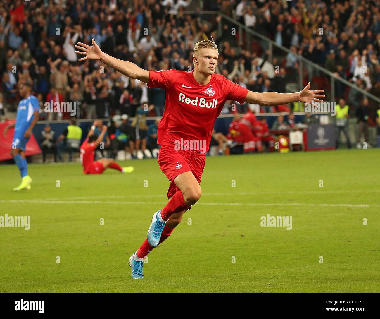 Erling Haaland (FC Red Bull Salzburg) during the UEFA Champions League Group E football match Salzburg v Genk in Salzburg, Austria, on September 17, 2019. - 20190917 PD8789 - Rechteinfo: Rights Managed (RM) Stock Photo