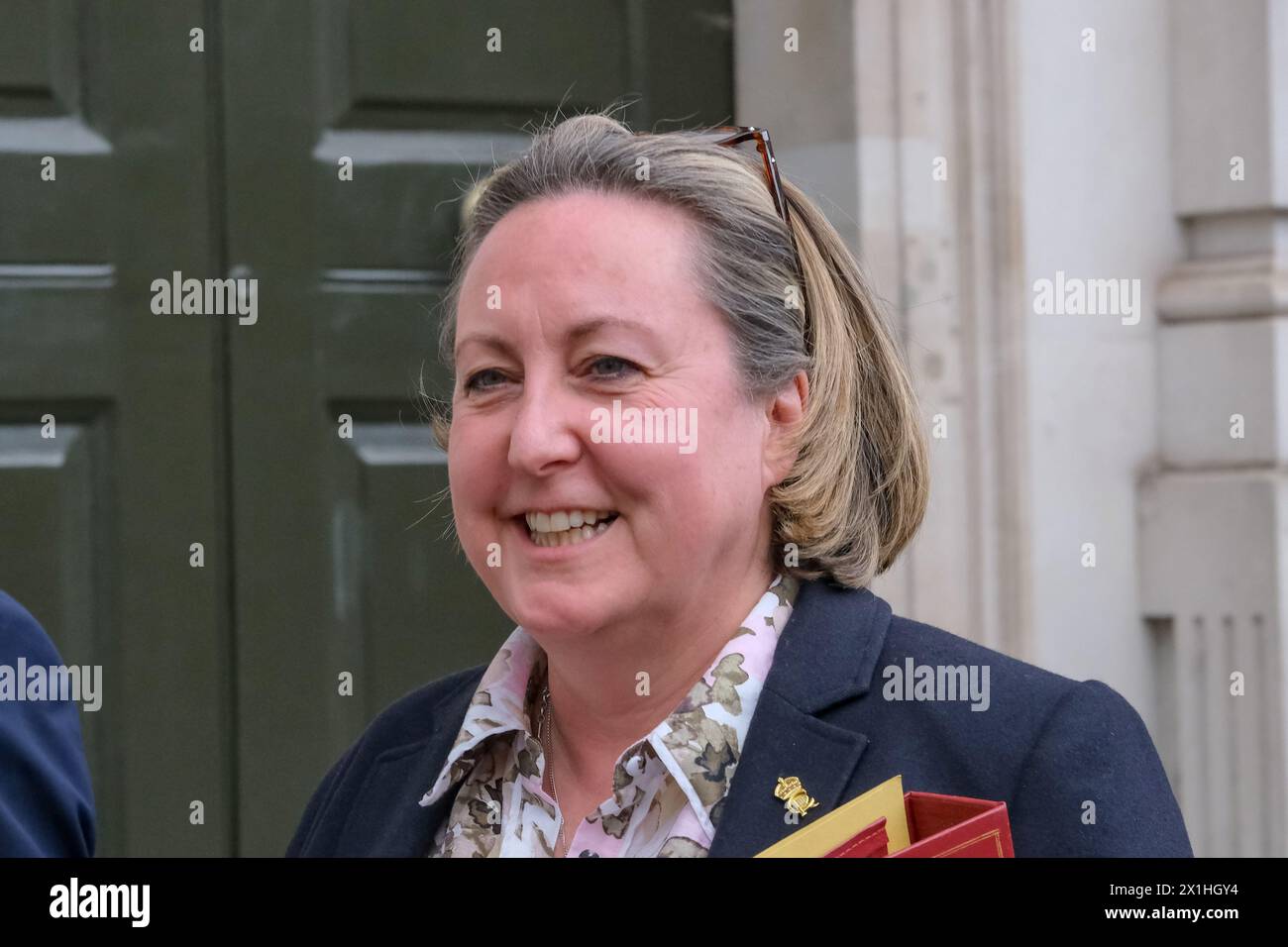 London, UK, 16th April, 2024. Minister of State for the Indo-pacific Anne-Marie Trevelyan leaves the Cabinet Office after a  meeting. Politicians return to Westminster on the second day of business after the Easter recess. Credit: Eleventh Hour Photography/Alamy Live News Stock Photo