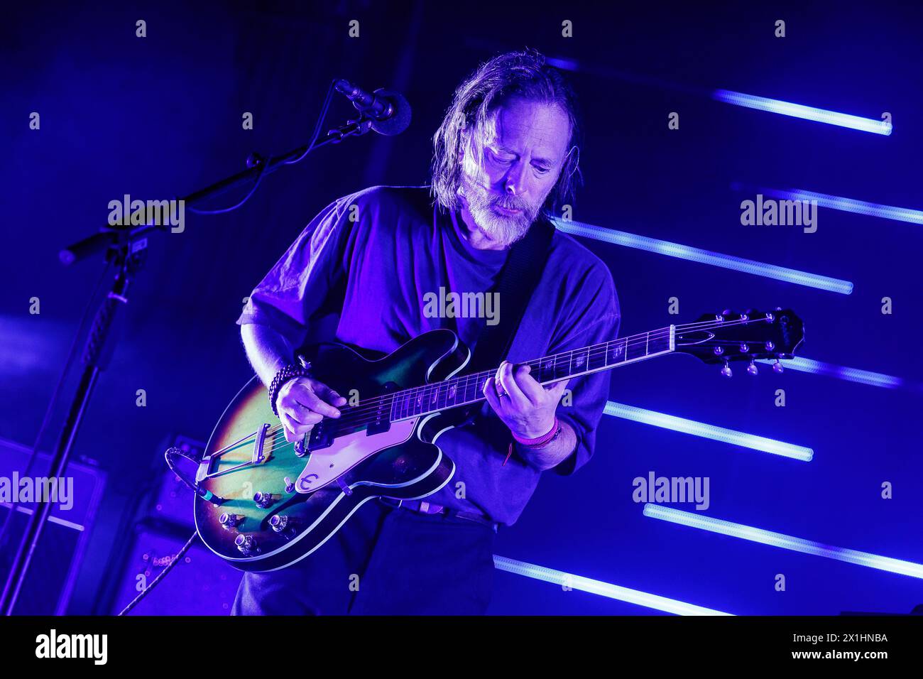 Singer and guitarist Thom Yorke from the band ' The Smile ' during a concert on May 17, 2022 in the Gasometer in Vienna, Austria. - 20220517 PD14171 - Rechteinfo: Rights Managed (RM) Stock Photo