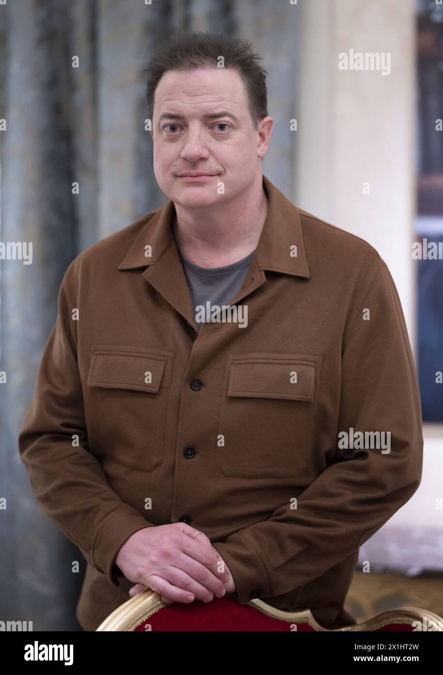 Oscar winner Brendan Fraser on April 22, 2023, during an interview with the Austria Presse Agentur in Vienna,  Austria. - 20230422 PD5761 - Rechteinfo: Rights Managed (RM) Stock Photo