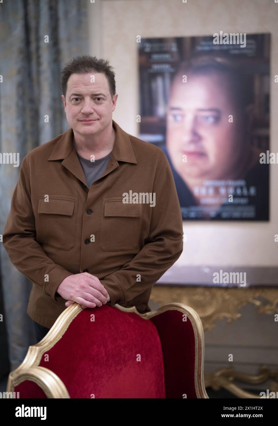 Oscar winner Brendan Fraser on April 22, 2023, during an interview with the Austria Presse Agentur in Vienna,  Austria. - 20230422 PD5776 - Rechteinfo: Rights Managed (RM) Stock Photo