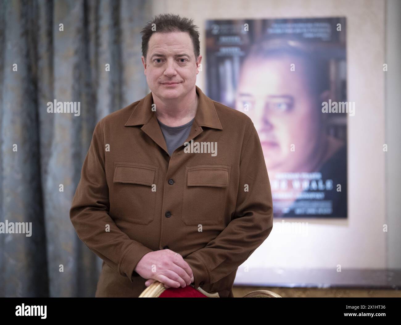 Oscar winner Brendan Fraser on April 22, 2023, during an interview with the Austria Presse Agentur in Vienna,  Austria. - 20230422 PD5749 - Rechteinfo: Rights Managed (RM) Stock Photo