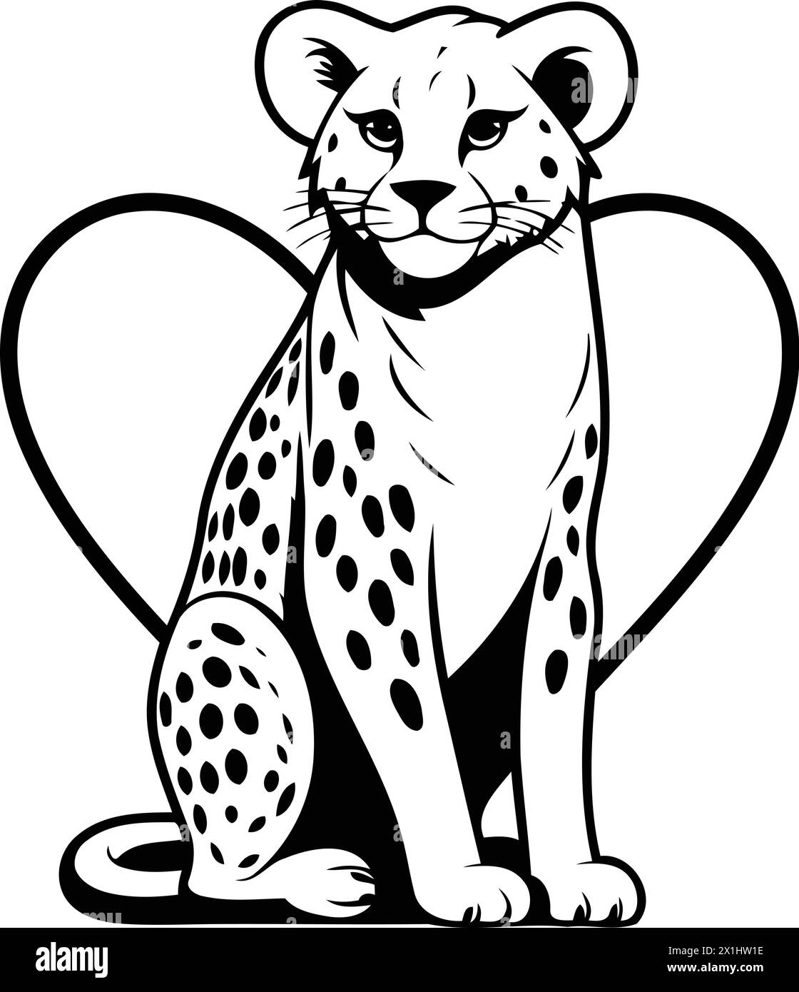 Cheetah in love. Vector illustration of a wild animal Stock Vector
