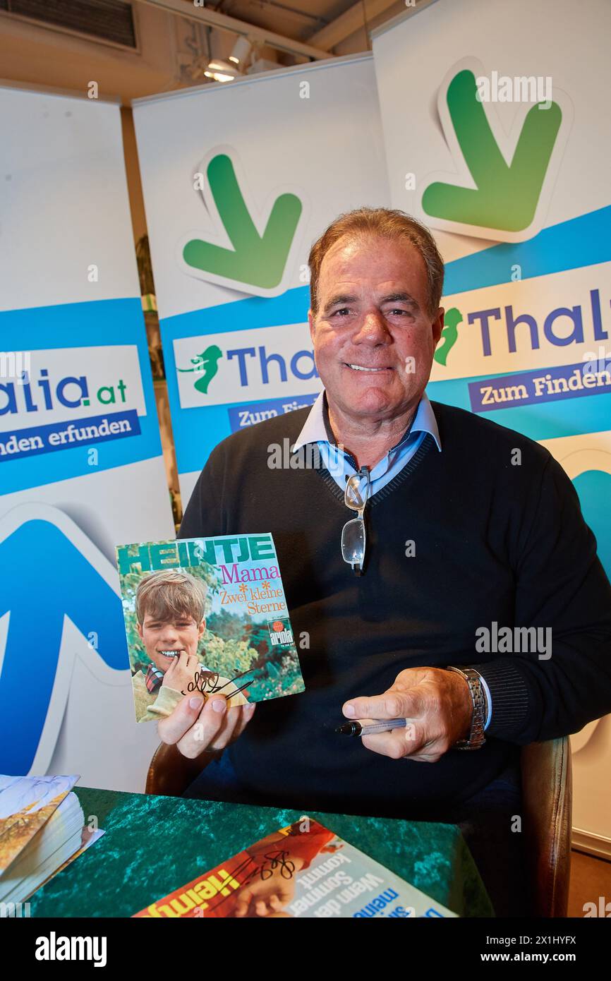Dutch singer and actor Heintje Simons (Hendrik Nikolaas Theodoor 'Heintje' Simons, later known as Hein Simon) during book signing at book store 'Thalia' in Vienna, Austria, on  4 th April 2018. - 20180404 PD9120 - Rechteinfo: Rights Managed (RM) Stock Photo