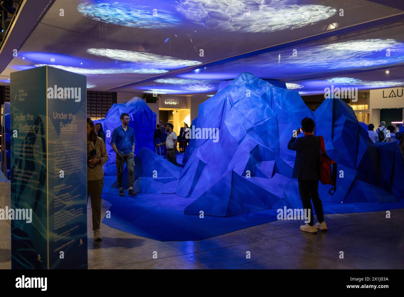 Milan, Italy april 16 2024 Salone del Mobile fair Milan design week