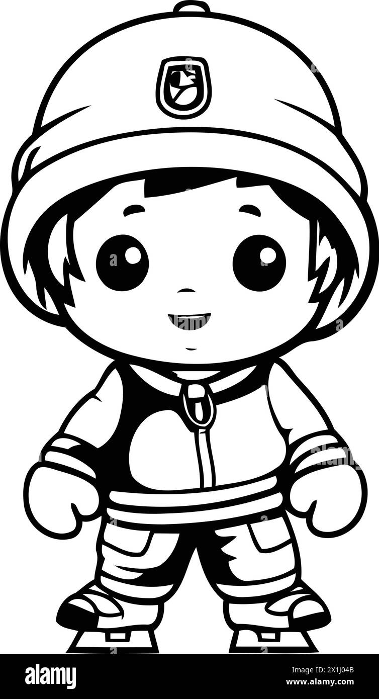 Cute boy wearing astronaut costume. Cute cartoon vector illustration. Stock Vector