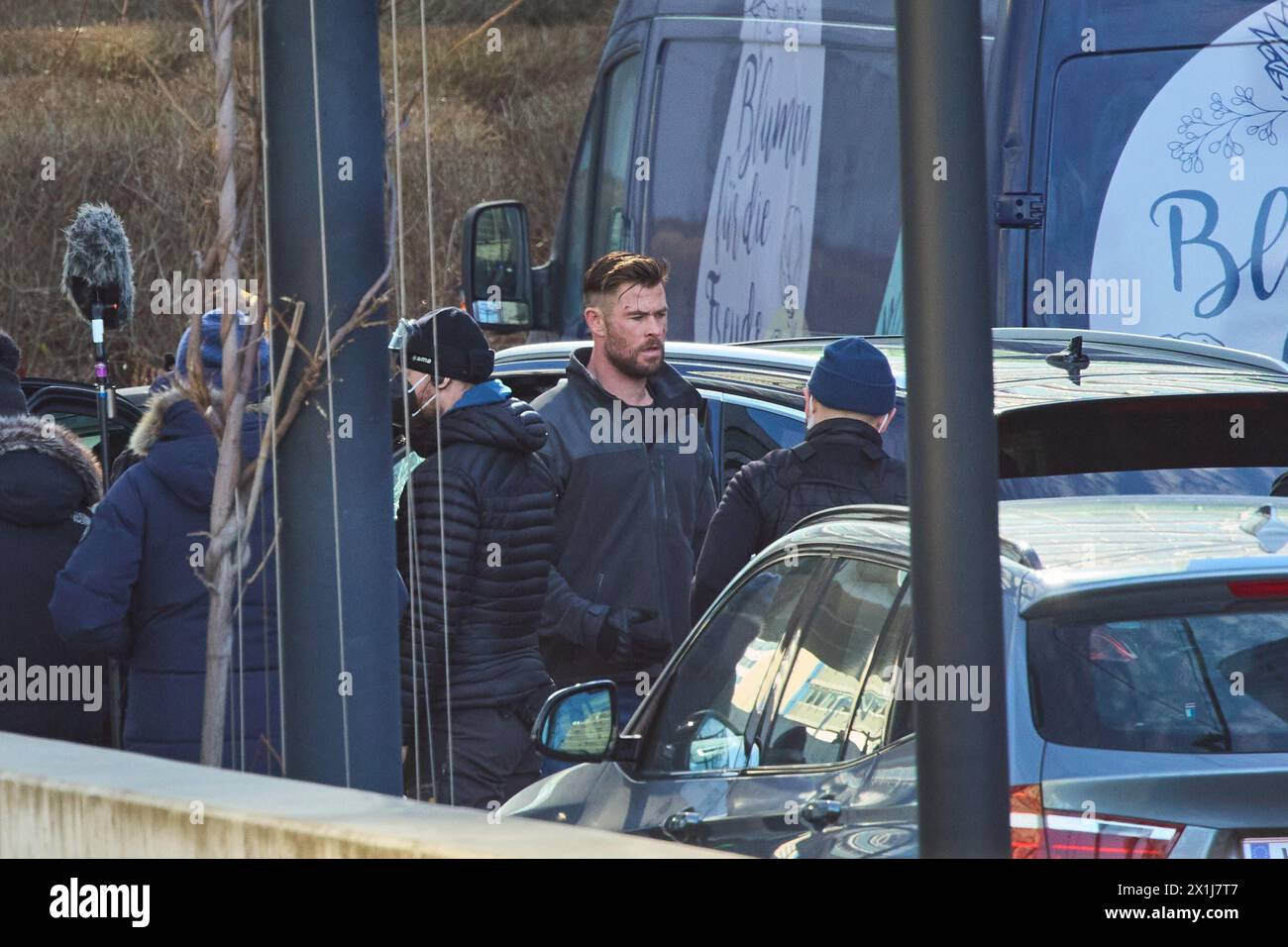 Tyler Rake Bridge Scene Action scene during filming of the Netflix blockbuster sequel Tyler ...