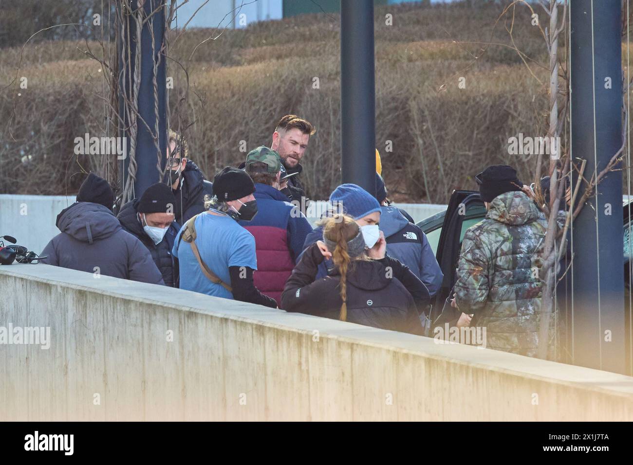 Tyler Rake Bridge Scene Action scene during filming of the Netflix blockbuster sequel Tyler ...
