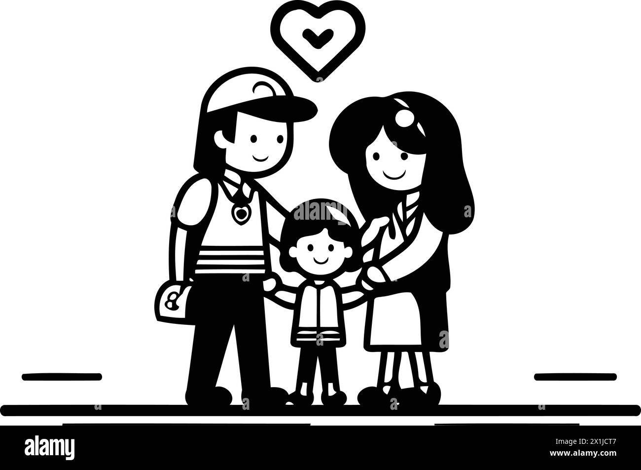 Happy family. Father. mother and son. Flat style vector illustration ...