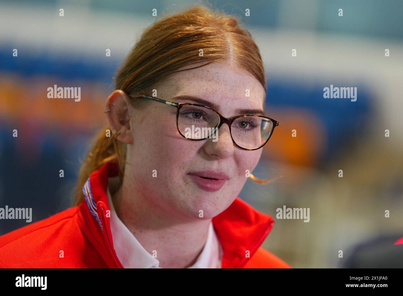 Freya Anderson during a Team GB Paris 2024 swimming team media day at