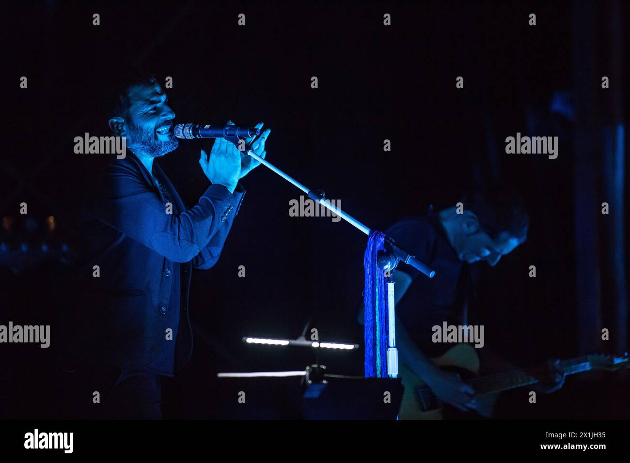 The Basque music group Ken Zazpi in a concert with their singer Eñaut ...