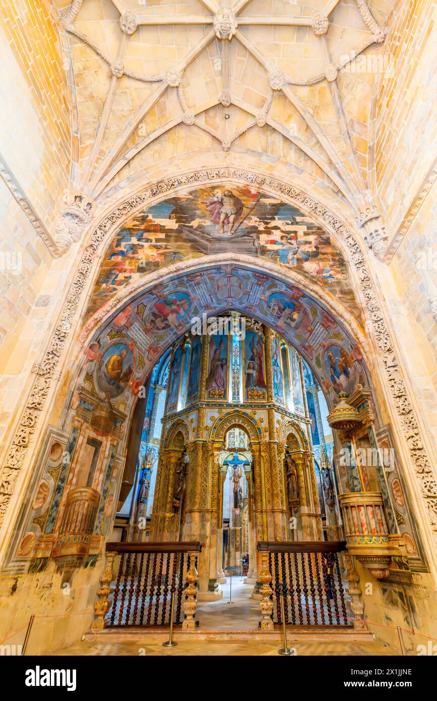 The Charola is a central space in the Templar Palace of Tomar, Portugal. The Magnificent chapel of the Convent of the Knights of Christ inspired by th Stock Photo