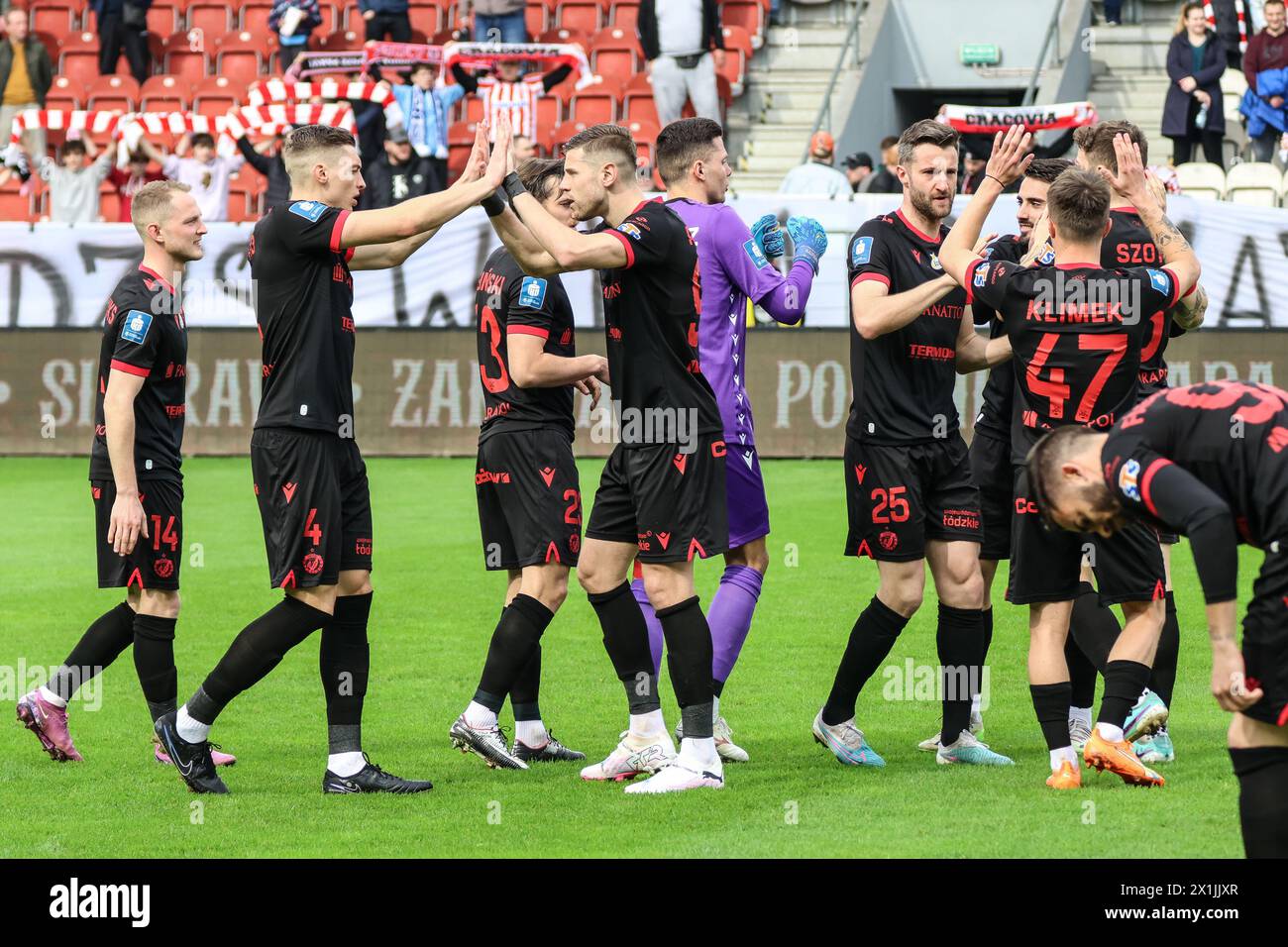 03.16.2024 Krakow, Poland, Football, PKO BP Ekstraklasa 2023/2024, Cracovia - Widzew Lodz Radom op: Widzew Lodz team before the match (druzyna przed m Stock Photo