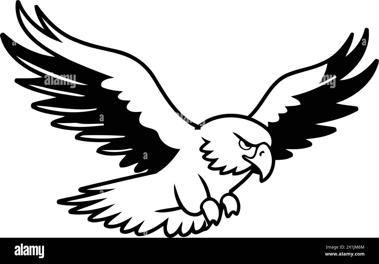 Eagle flying in the sky. Cartoon style. Vector illustration Stock