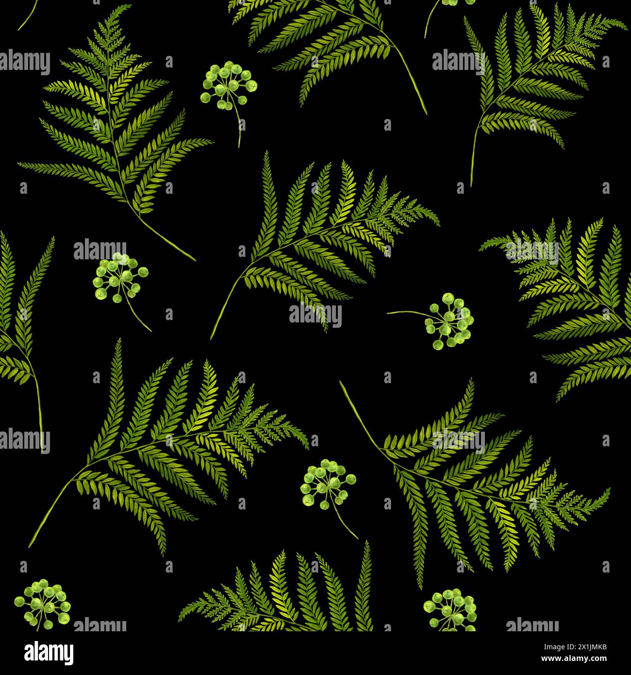 Watercolor seamless pattern with branches and leaves. Hand painted ...