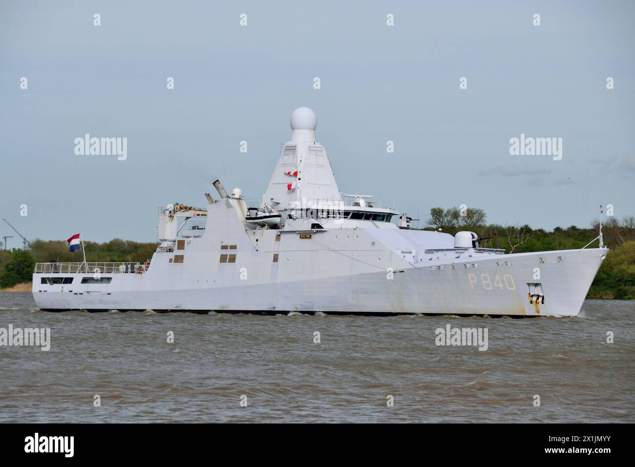 Royal Netherlands Navy Oceangoing Patrol vessels HNLMS HOLLAND seen arriving on the Thames for a port-call in London Stock Photo