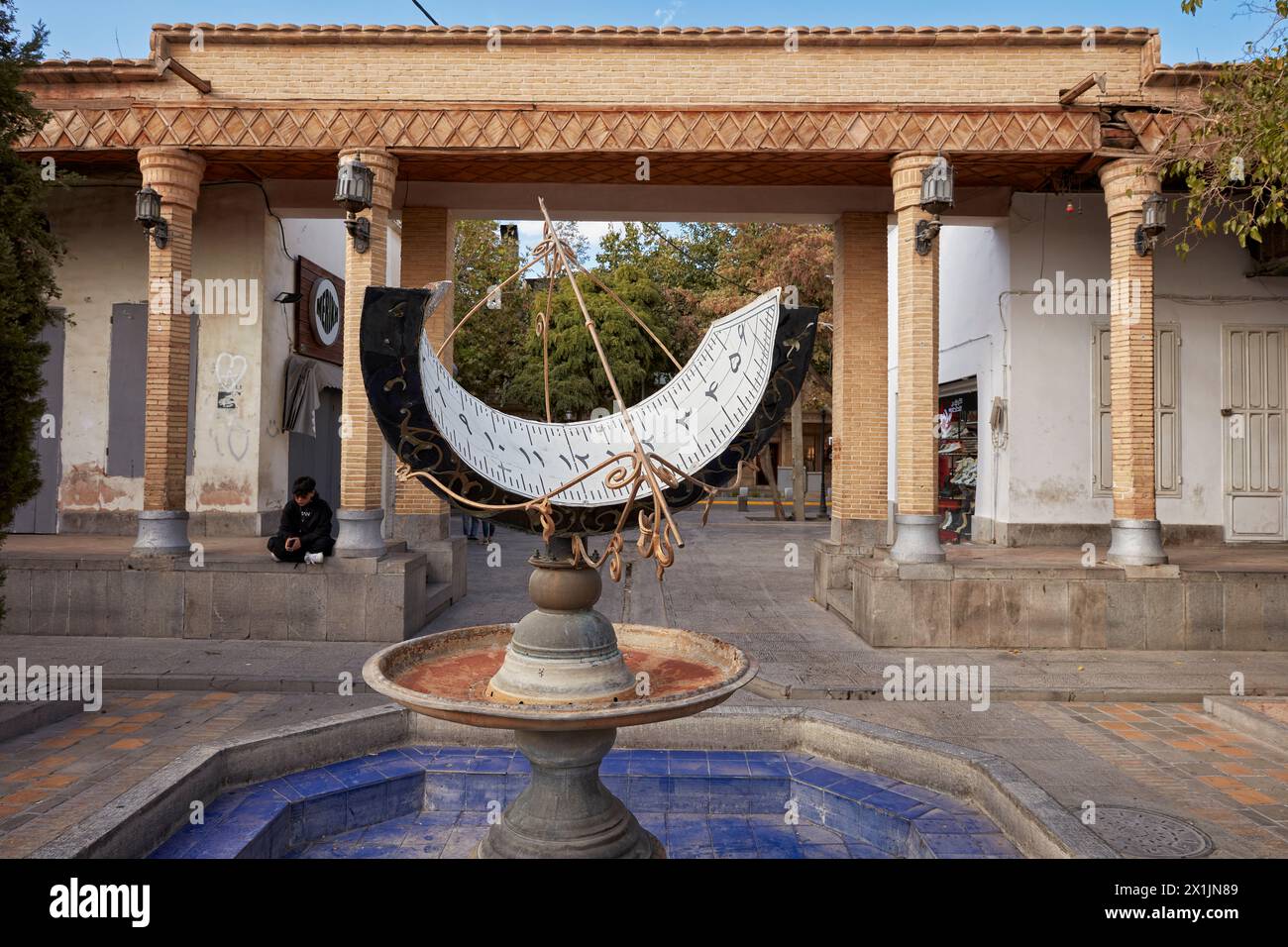 An old sundial in the Jolfa Square in the Armenian neighborhood of Isfahan, Iran. Stock Photo