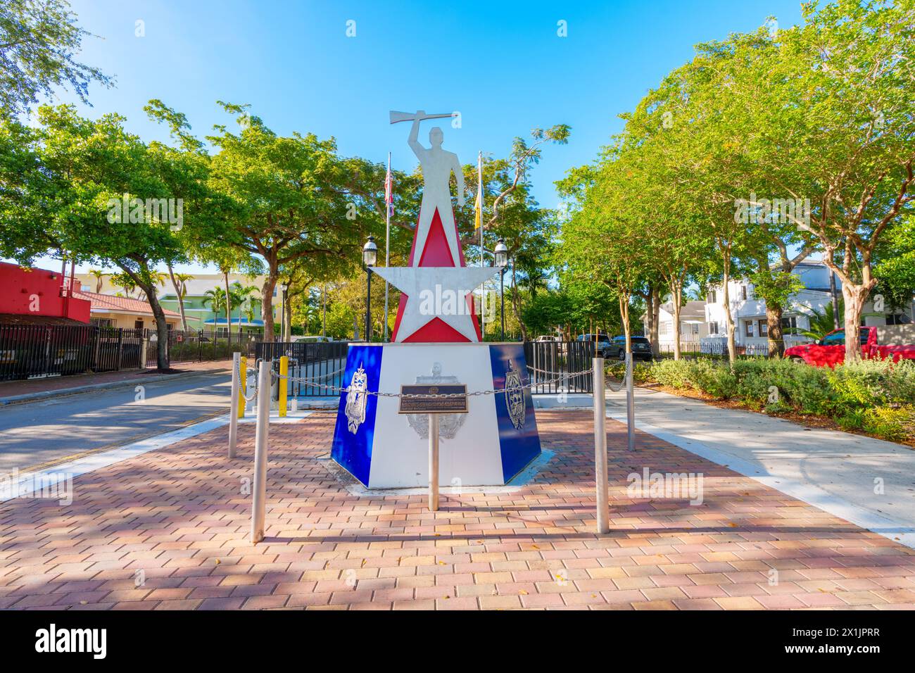 Miami, FL, USA - April 12, 2024: Anti Communist Guerrilla Cuba monument Miami Calle Ocho Stock Photo