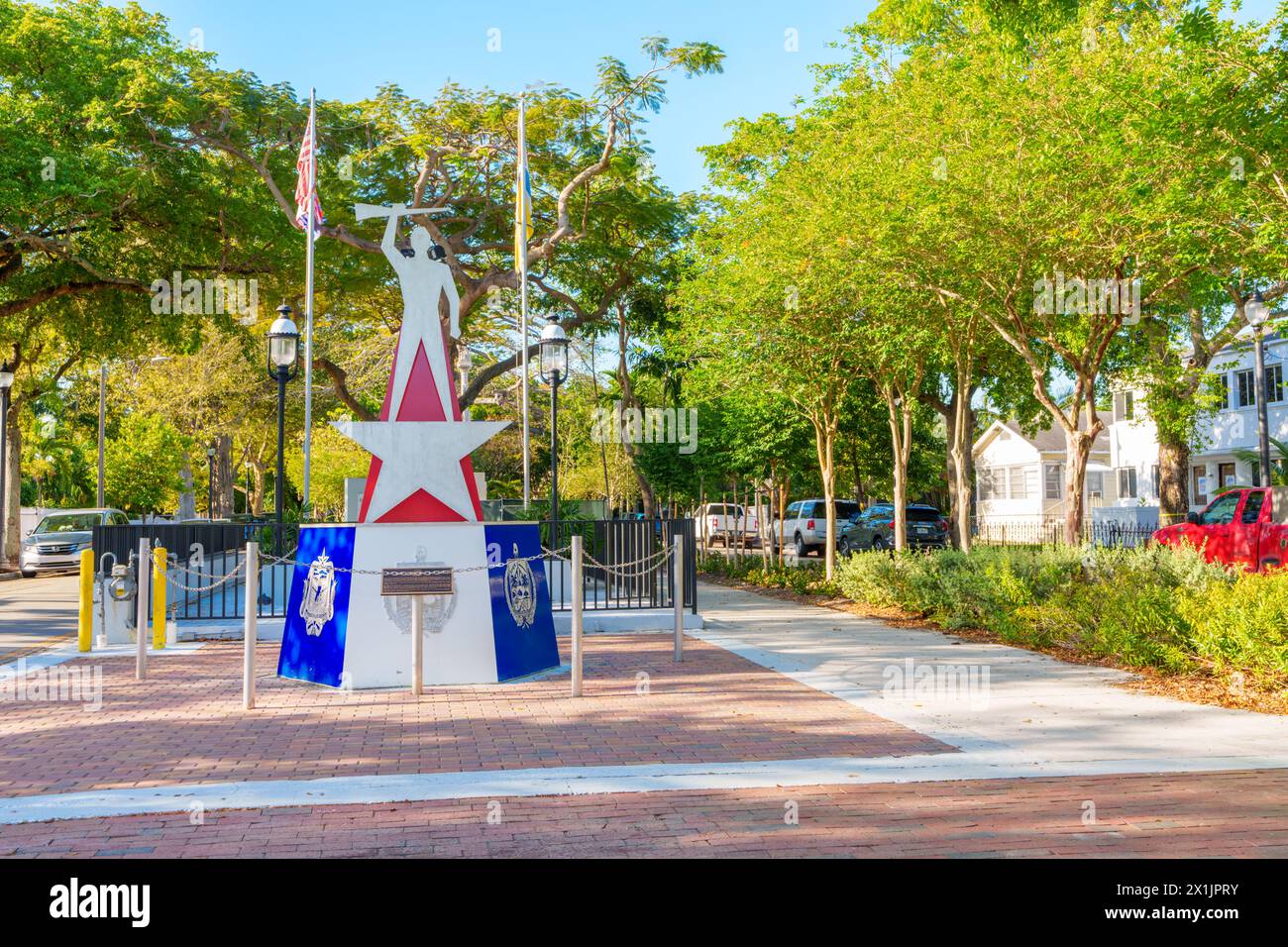 Miami, FL, USA - April 12, 2024: Anti Communist Guerrilla Cuba monument Miami Calle Ocho Stock Photo