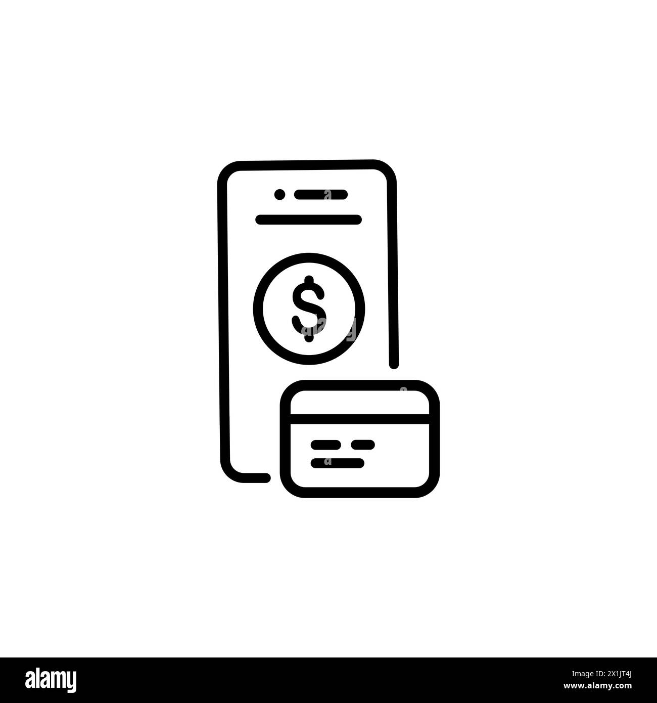 Mobile payment line icon. Smartphone, credit card, transfer. Ecommerce concept. Can be used for topics like online purchase, banking, transaction Stock Vector