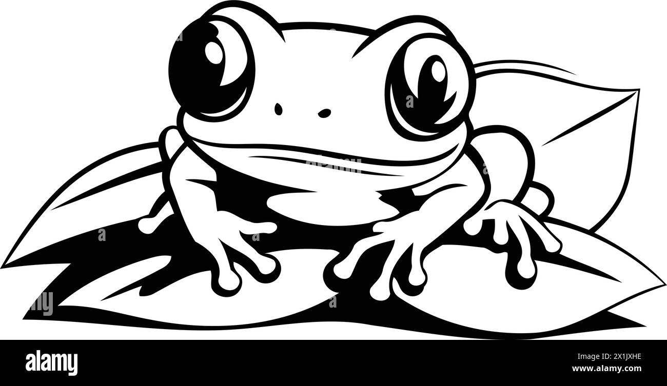 Frog cartoon icon. Vector illustration of a green tree frog. Stock Vector