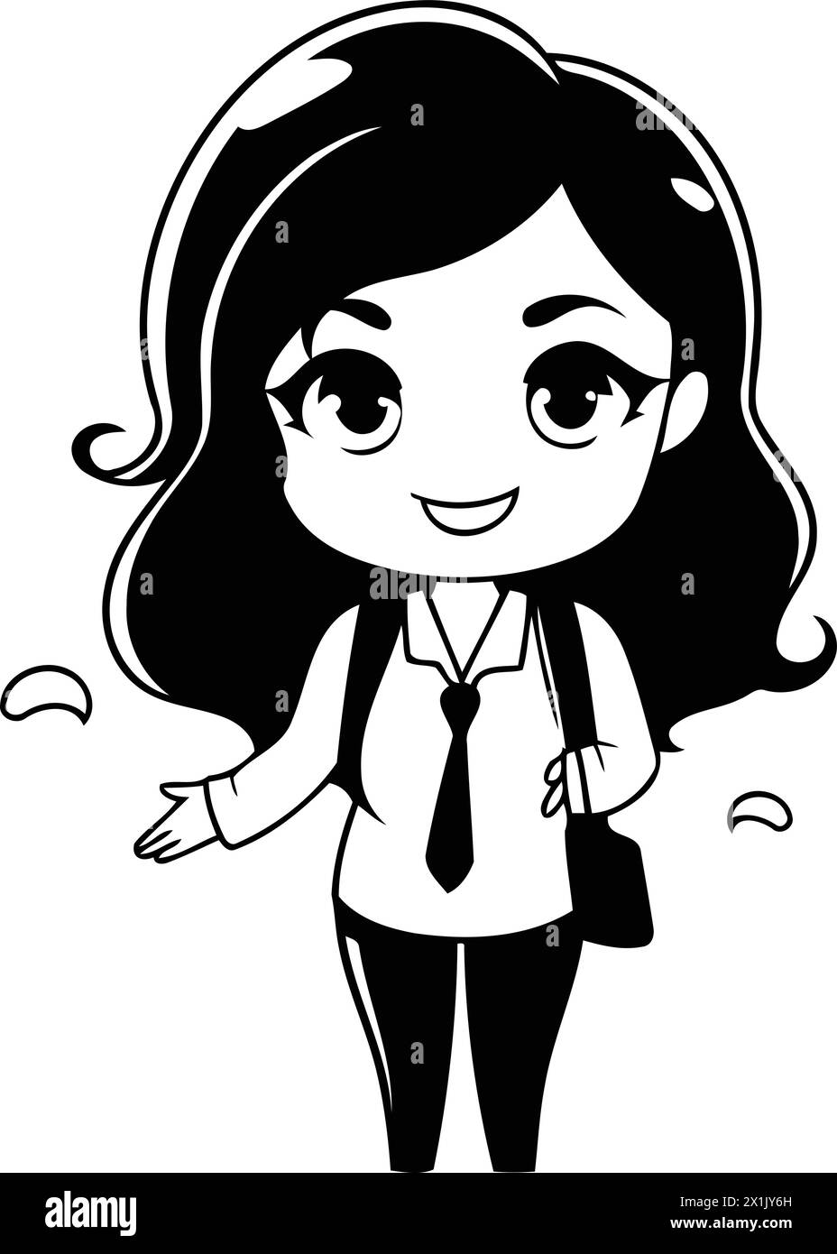 Cute girl student in school uniform. Vector cartoon character ...