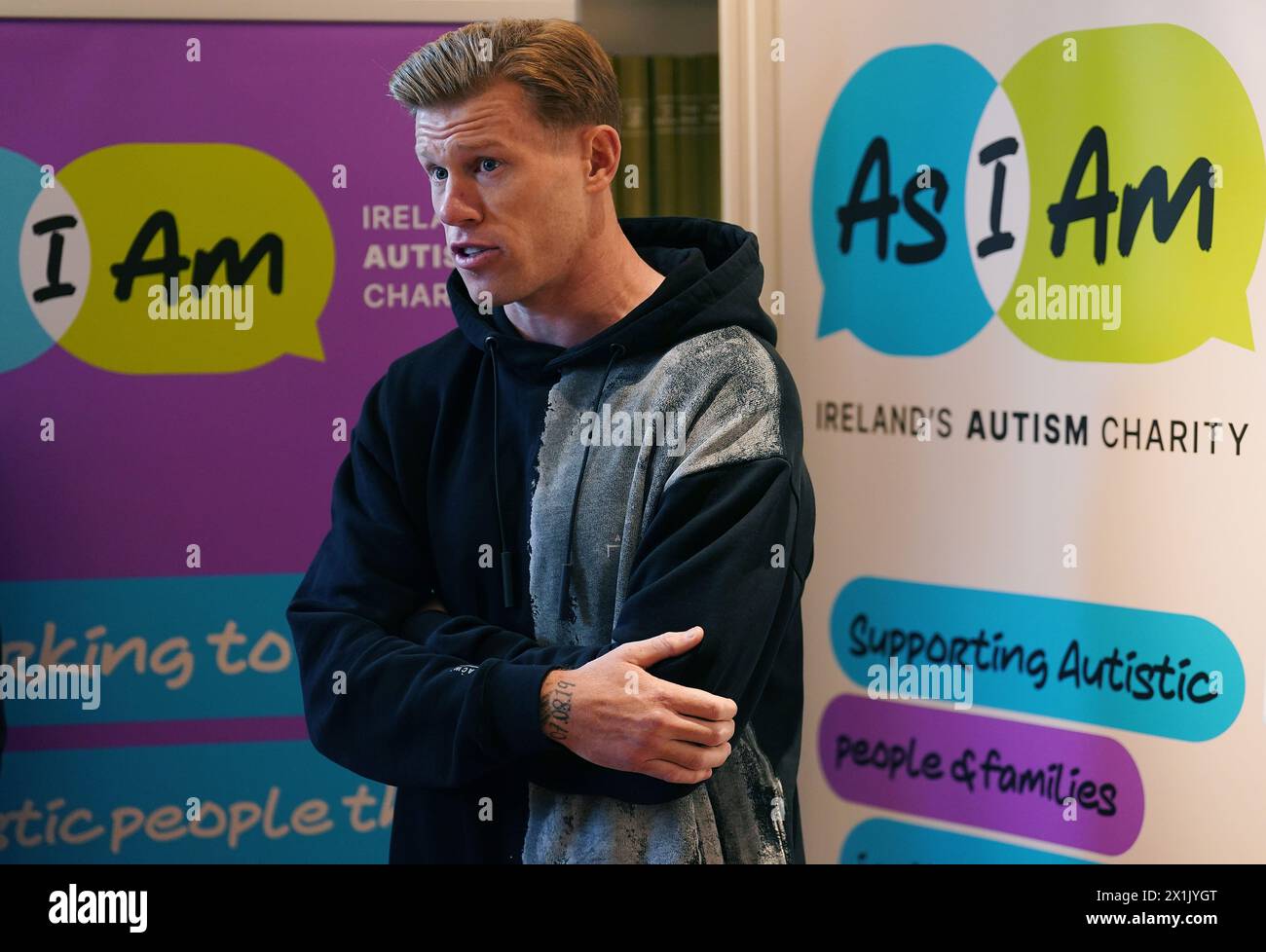 Footballer James McClean speaking during an AsIAm autism awareness event at the Dylan Hotel in Dublin. Picture date: Wednesday April 17, 2024. Stock Photo