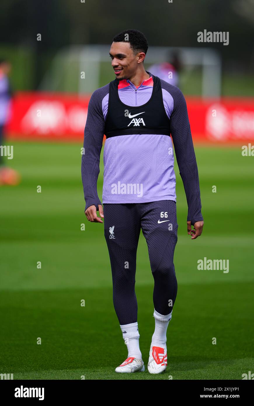 Liverpool's Trent Alexander-Arnold during a training session at the AXA Training Centre, Liverpool. Picture date: Wednesday April 17, 2024. Stock Photo