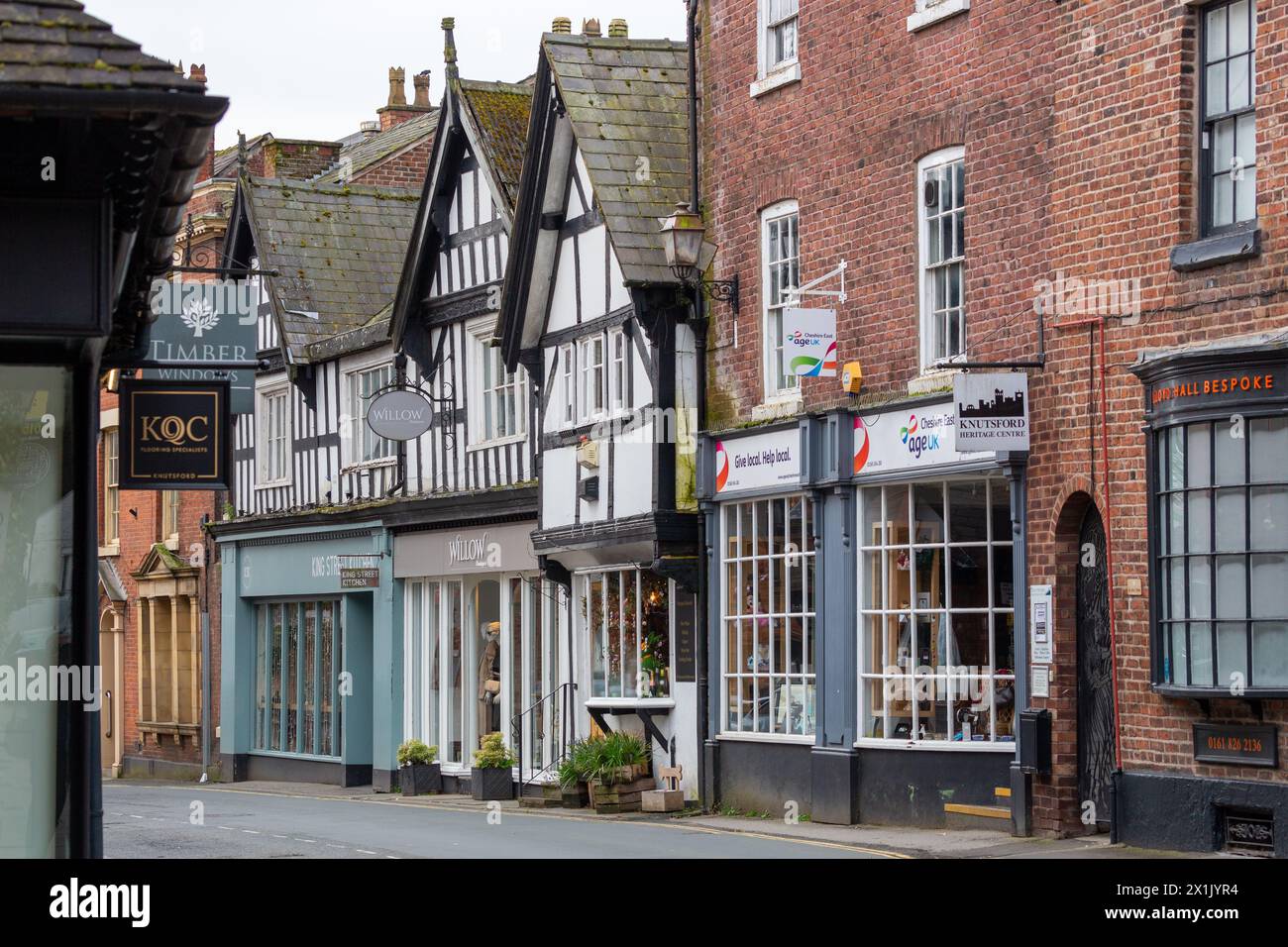 Early morning on King Street in Knutsford, Cheshire,England Stock Photo