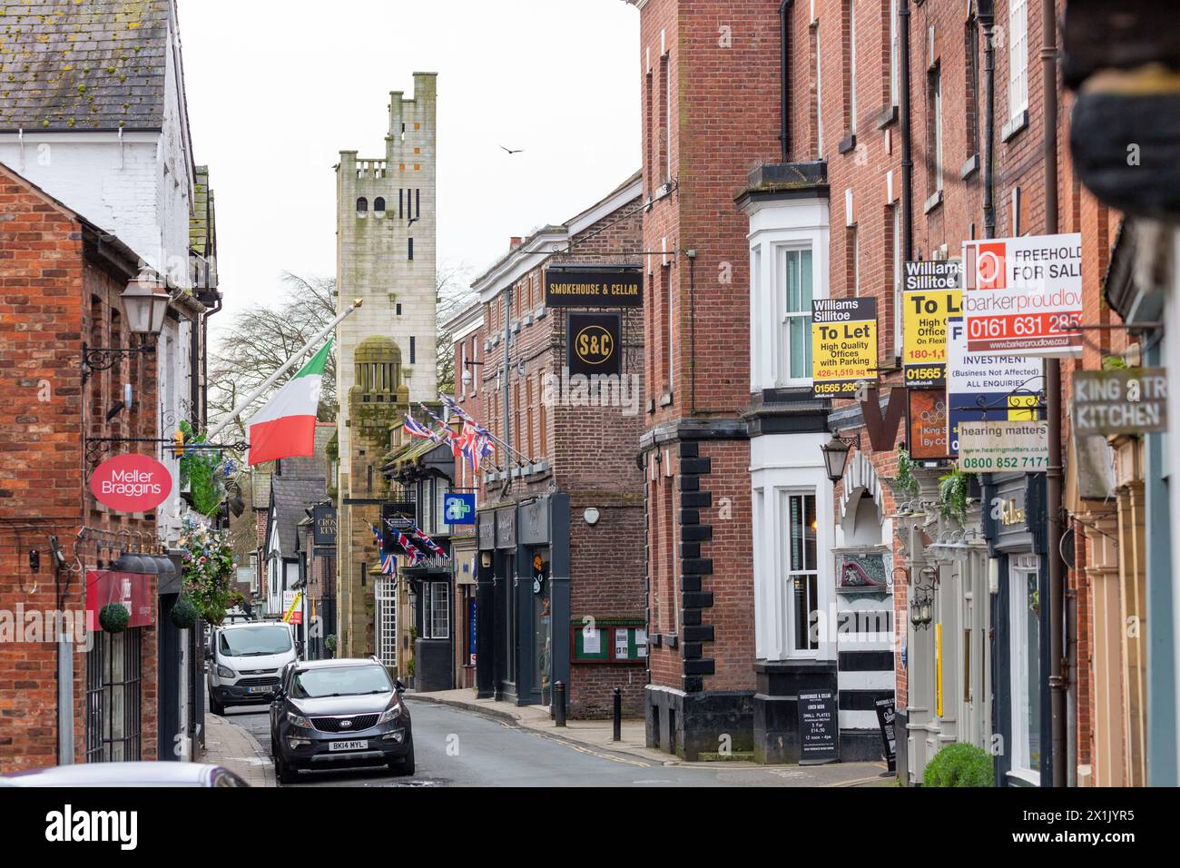 Early morning on King Street in Knutsford, Cheshire,England Stock Photo