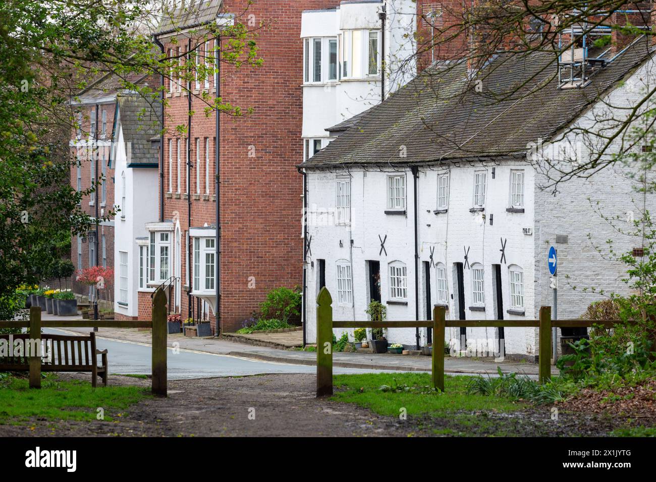 Traditional cottages in King Street Knutsford. Stock Photo