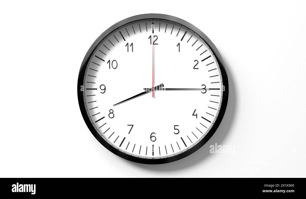 Time at quarter past 8 o clock - classic analog clock on white ...