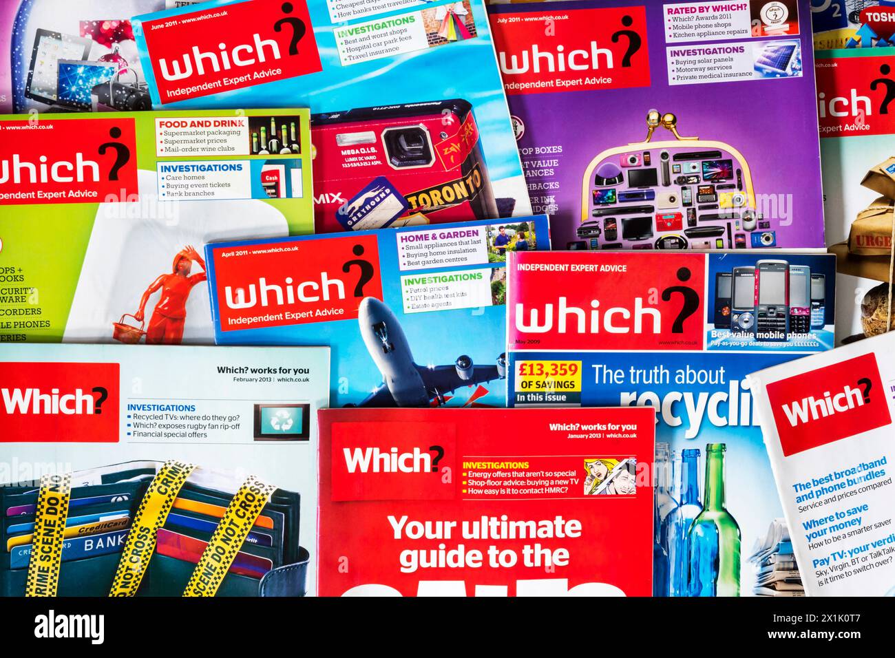 Copies of Which? consumer advice and product reviews magazine, published by the Consumers’ Association. Stock Photo