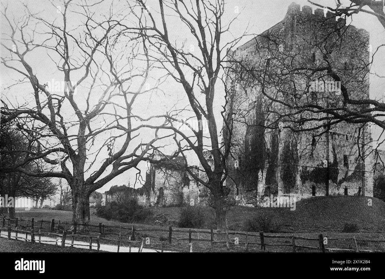 A view of Porchester Castle, near Portsmouth, original photograph by S. Cribb of Southsea. Originally printed and published for the Portsmouth and Southsea Improvement Association, c1924. Stock Photo