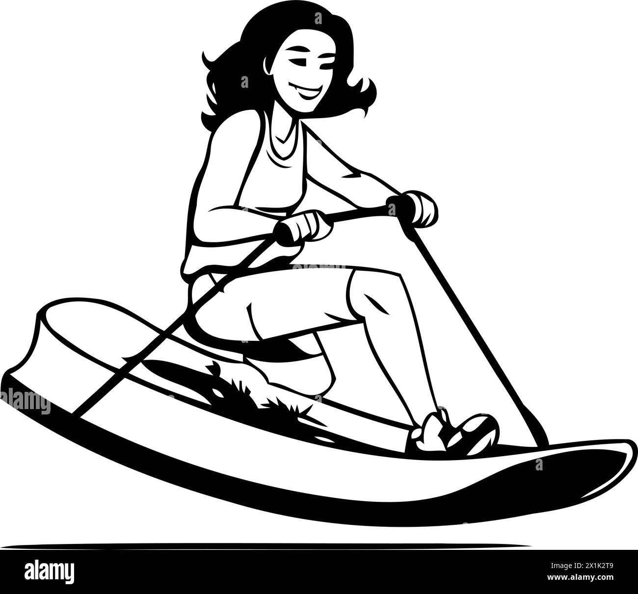 Woman on Stand Up Paddle Board. Water Sport Vector Illustration Stock