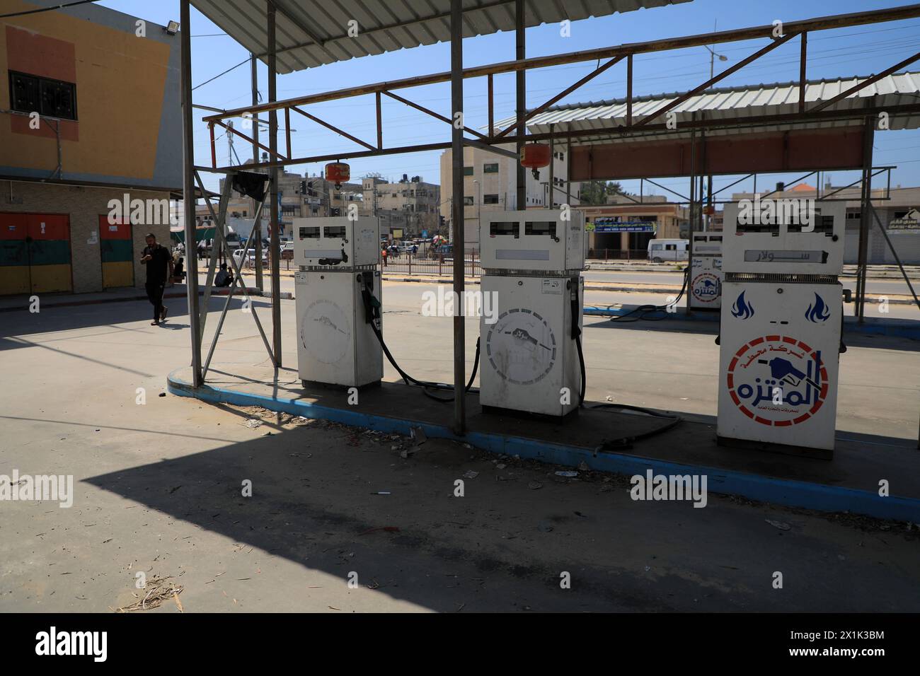 Gaza. 16th Apr, 2024. A gas station is seen in central Gaza Strip city of Deir el-Balah, April 16, 2024. Credit: Rizek Abdeljawad/Xinhua/Alamy Live News Stock Photo