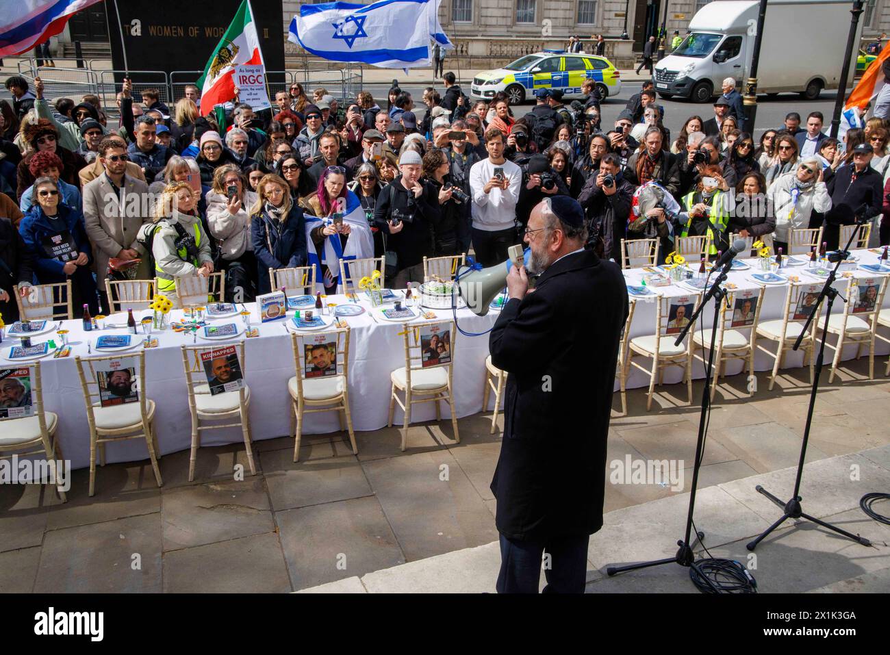 London, UK 17th April 2024 Chief Rabbi Ephraim Mirvis speaks. Unveiling of The Empty Seder Table