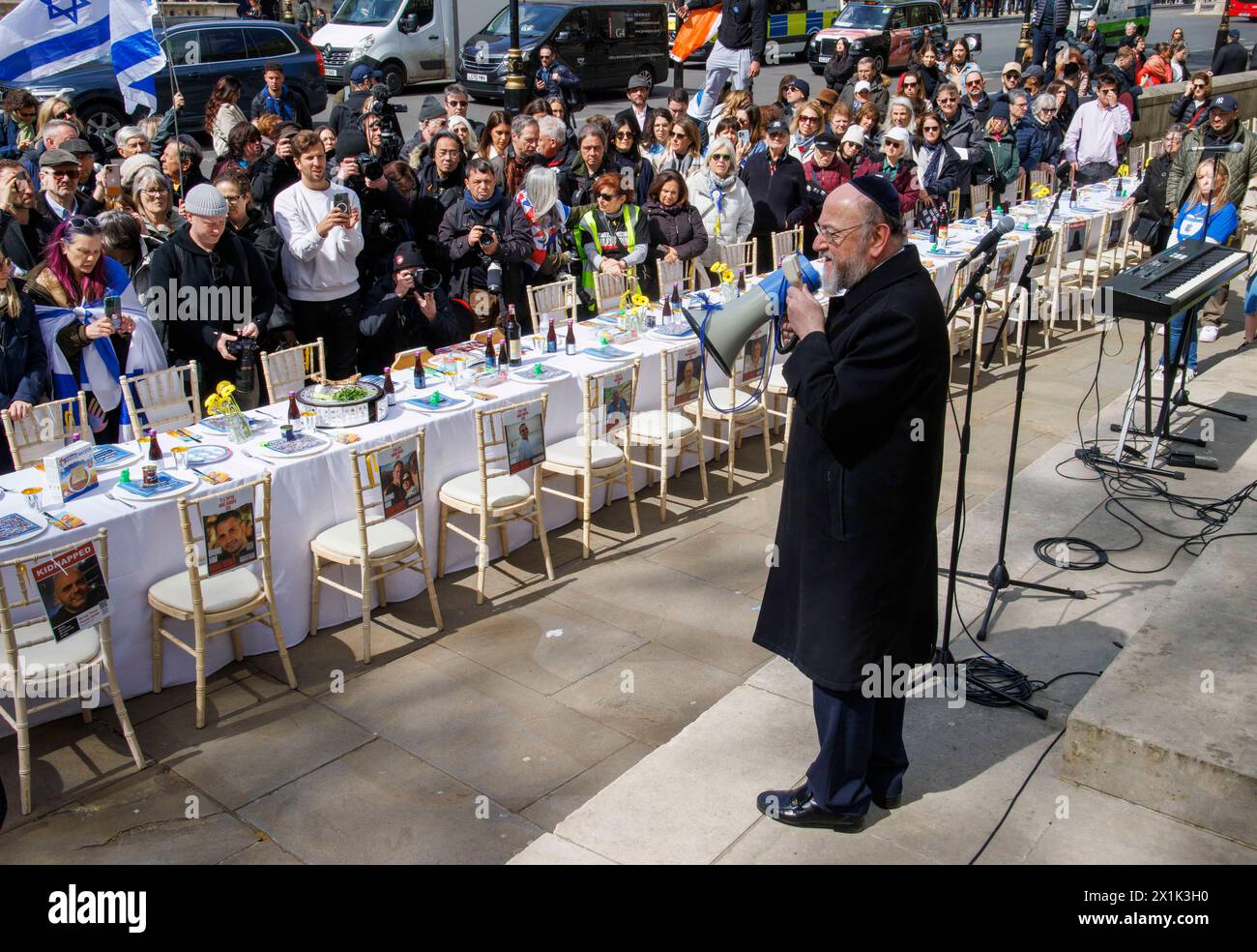 London, UK 17th April 2024 Chief Rabbi Ephraim Mirvis speaks. Unveiling of The Empty Seder Table