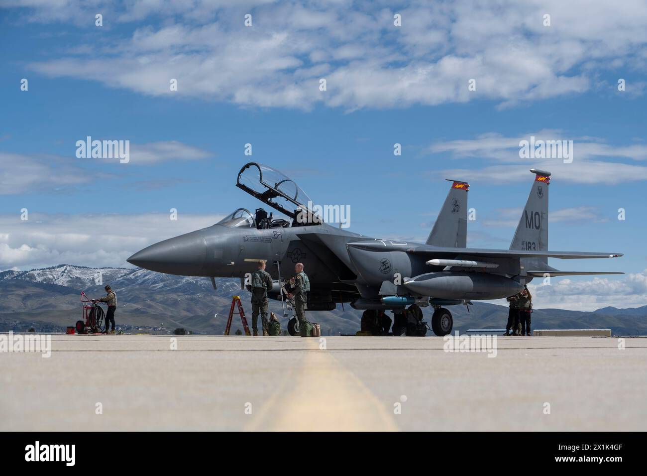 U.S. Air Force Airmen assigned to the 366th Fighter Wing prepare for