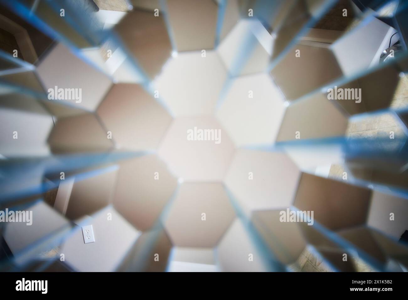 Modern Hexagonal Pattern in Blue and White - Abstract Close-Up Stock Photo
