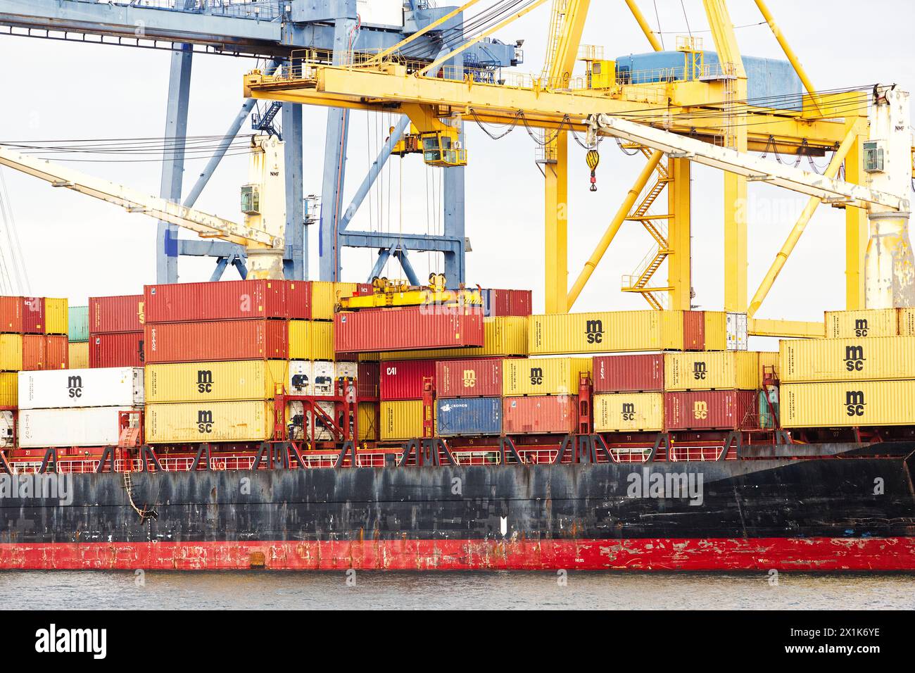 Gijón, Asturias, Spain. Musel Port. Container shipping ship, MSC Naisha ...