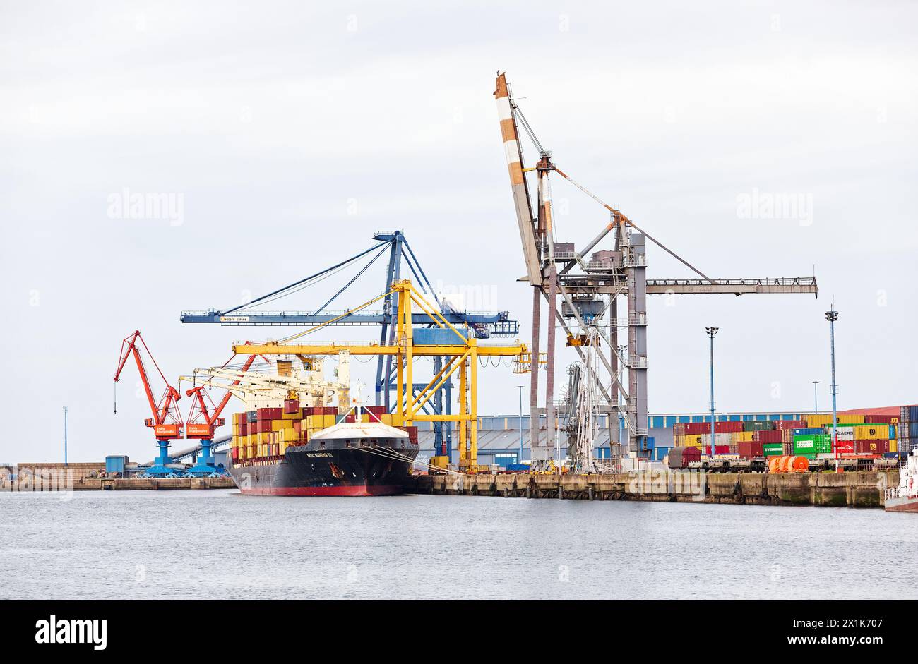 Gijón, Asturias, Spain. Musel Port. Container shipping ship, MSC Naisha ...