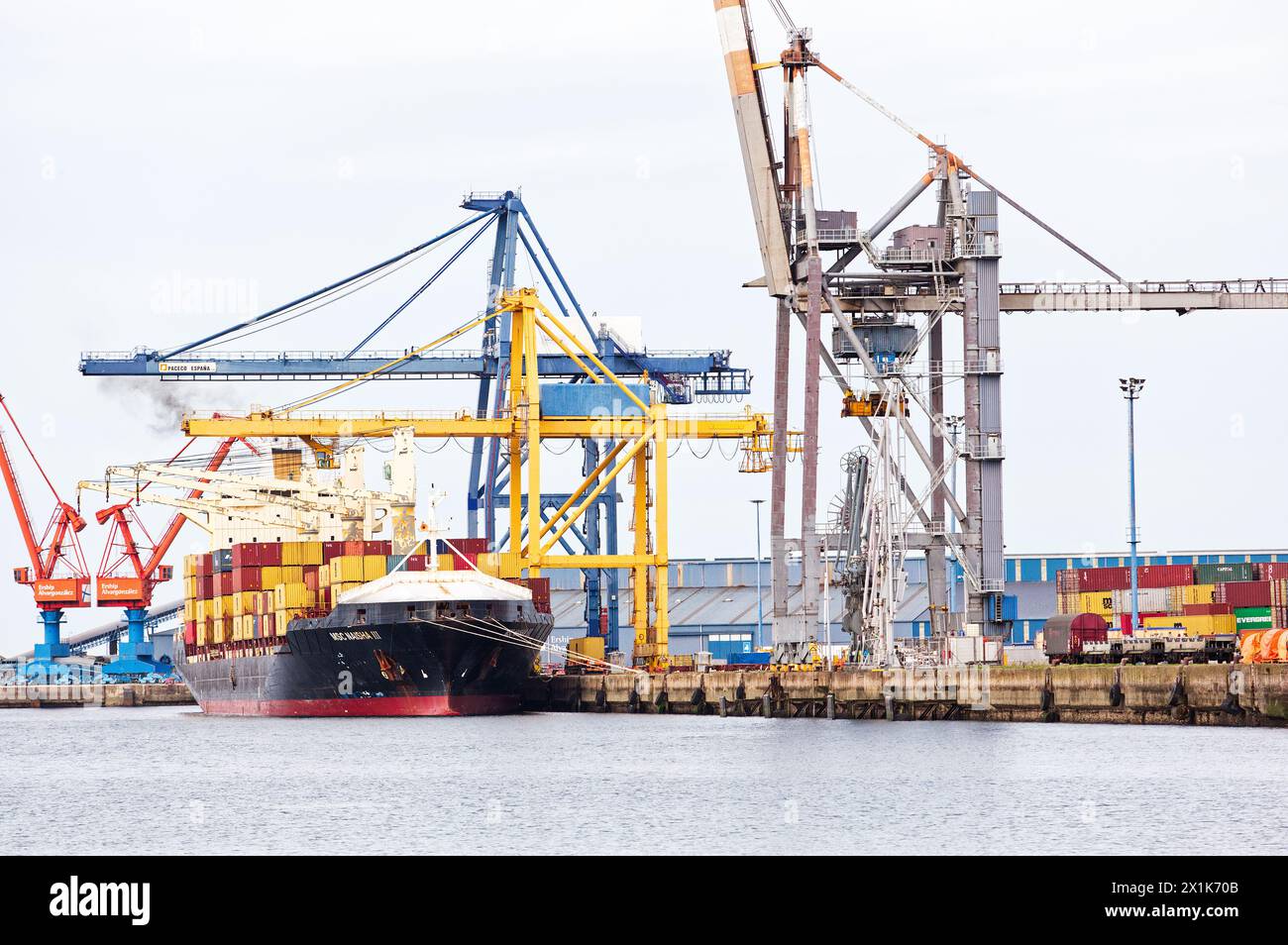 Gijón, Asturias, Spain. Musel Port. Container shipping ship, MSC Naisha ...