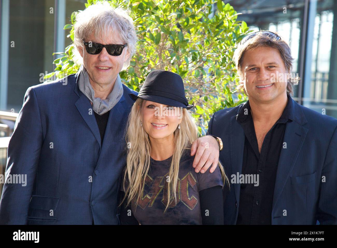 Sir Bob Geldof, Danielle Spencer & Jon Stevens were in Sydney to host a charity concert in aid of disaster response . ANZ and Star City presented the Stock Photo