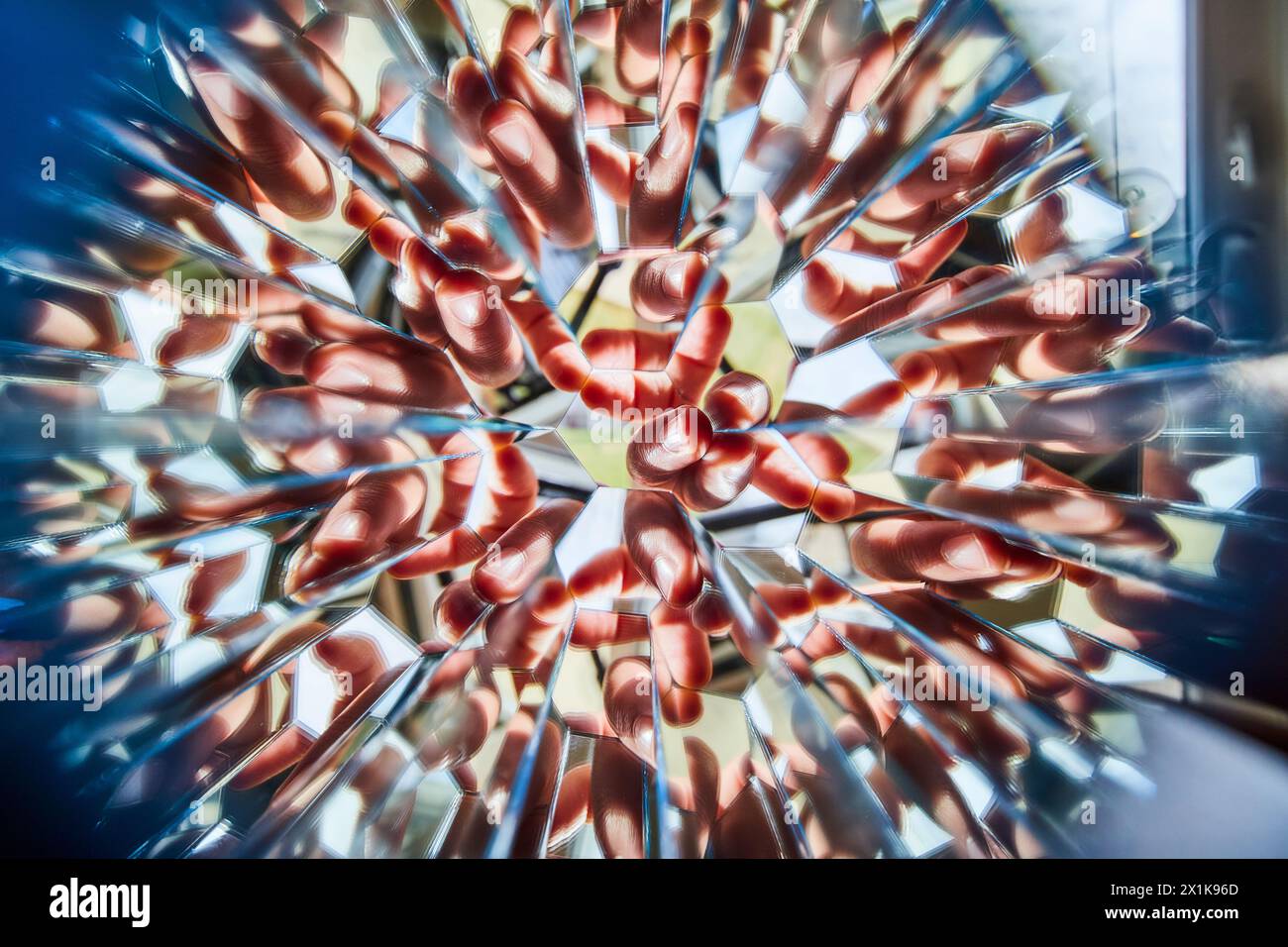 Kaleidoscopic Hand Reflections in Motion - Abstract Perspective Stock Photo