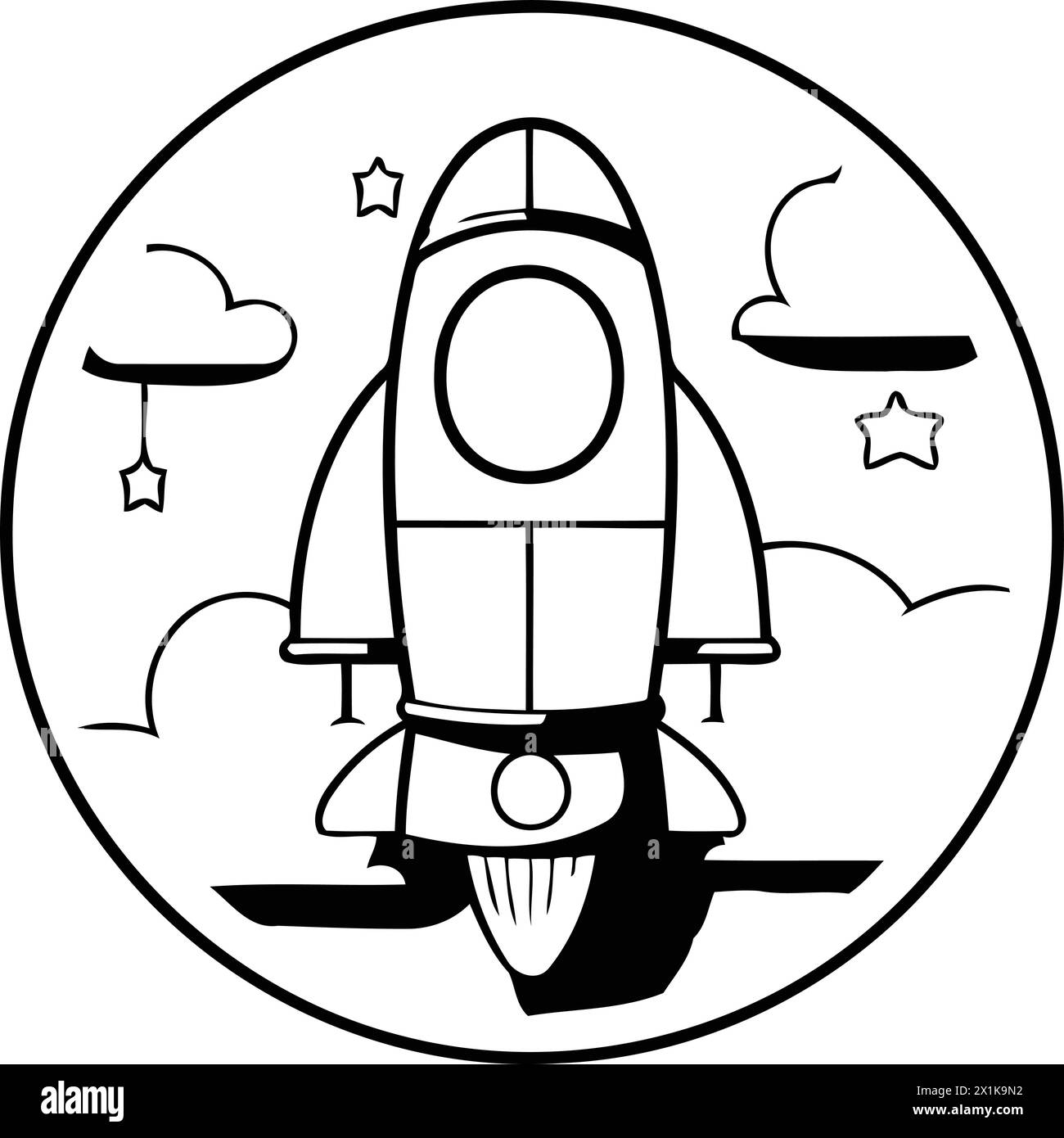 Space rocket icon. Vector illustration in flat style. Space travel concept. Stock Vector