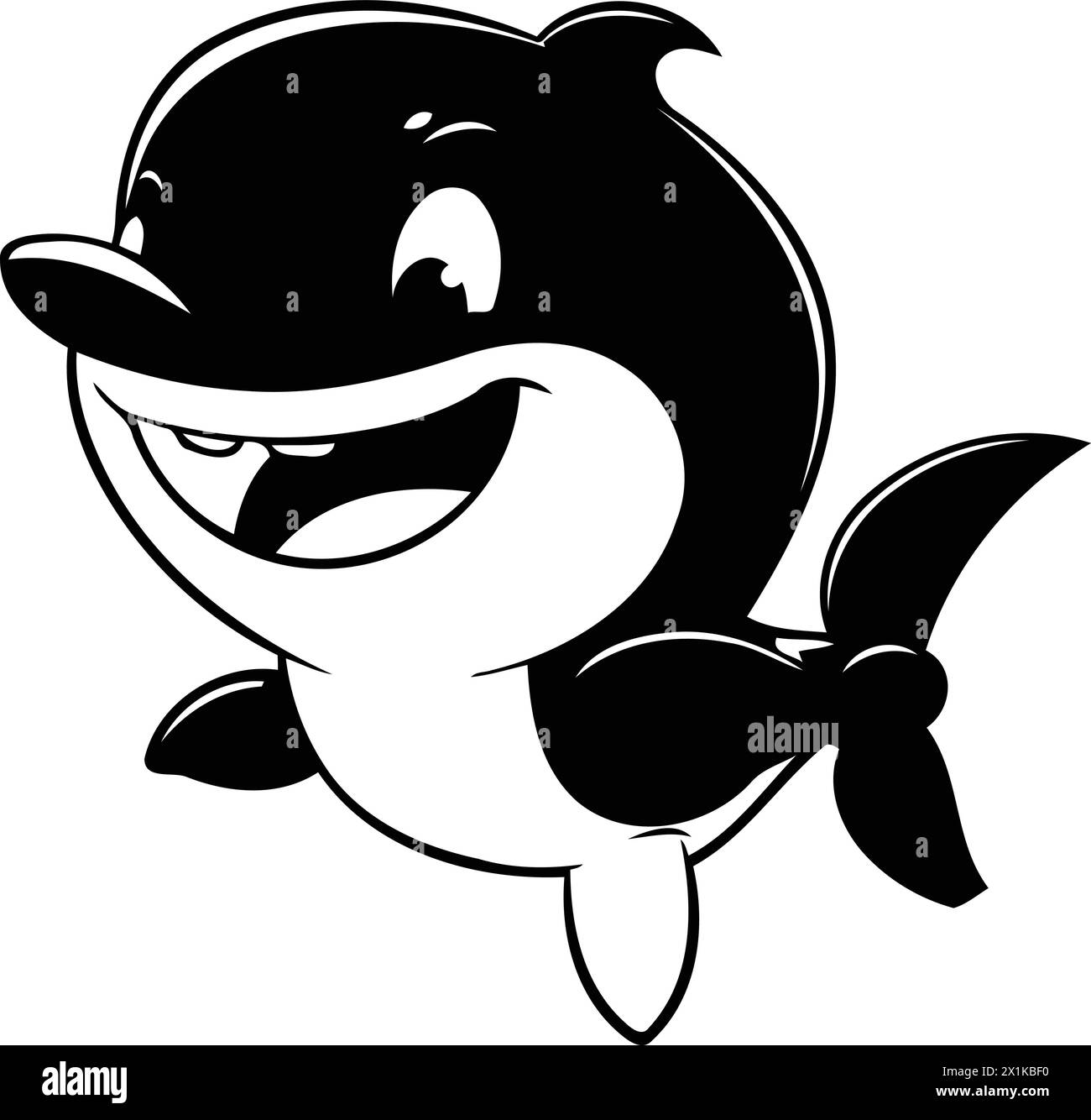 Cartoon killer whale on a white background. Vector illustration of a ...