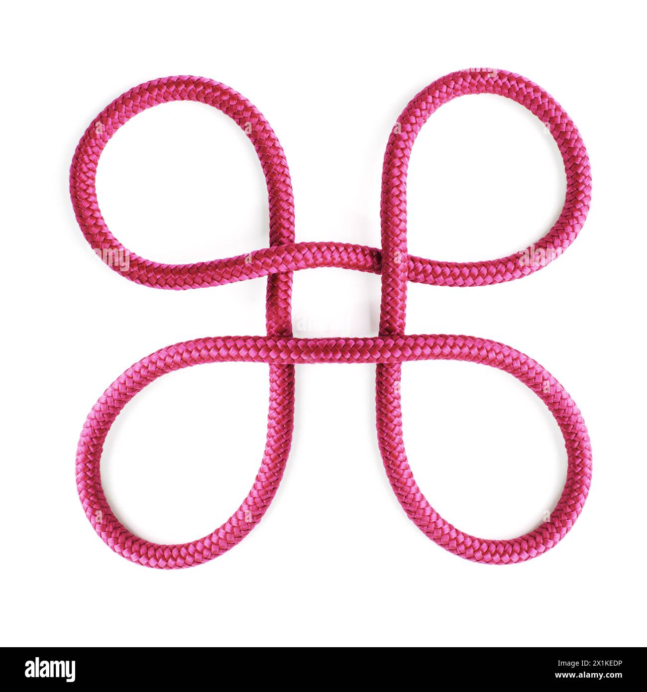 Square shape, ties or loop of ropes and material on white background in ...