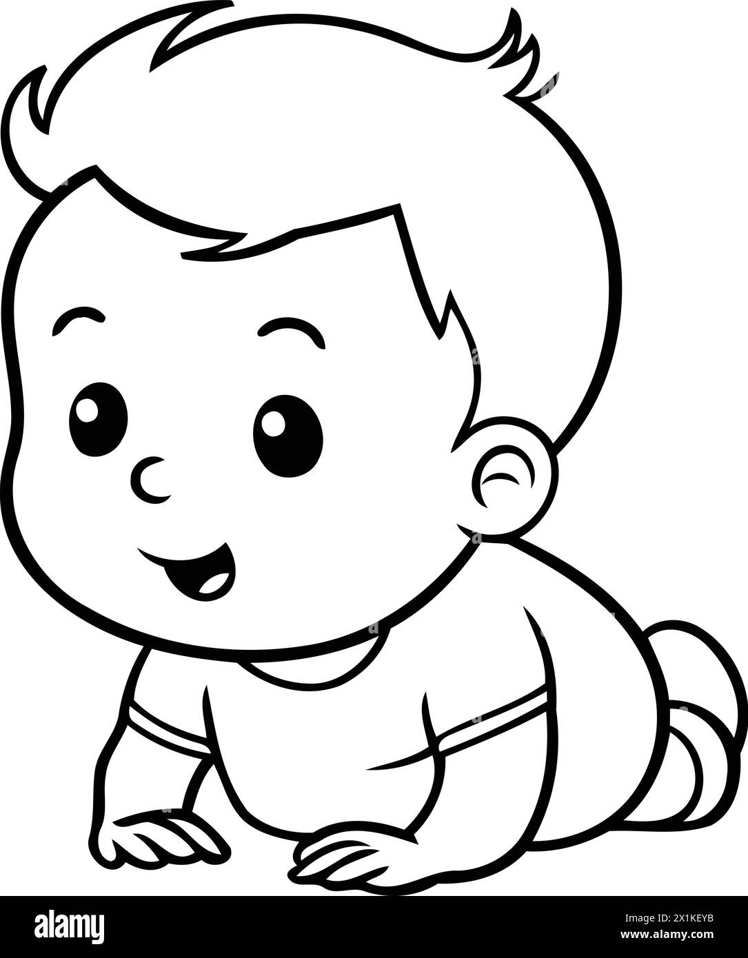 Cute baby boy crawling on the floor. Vector illustration isolated on ...